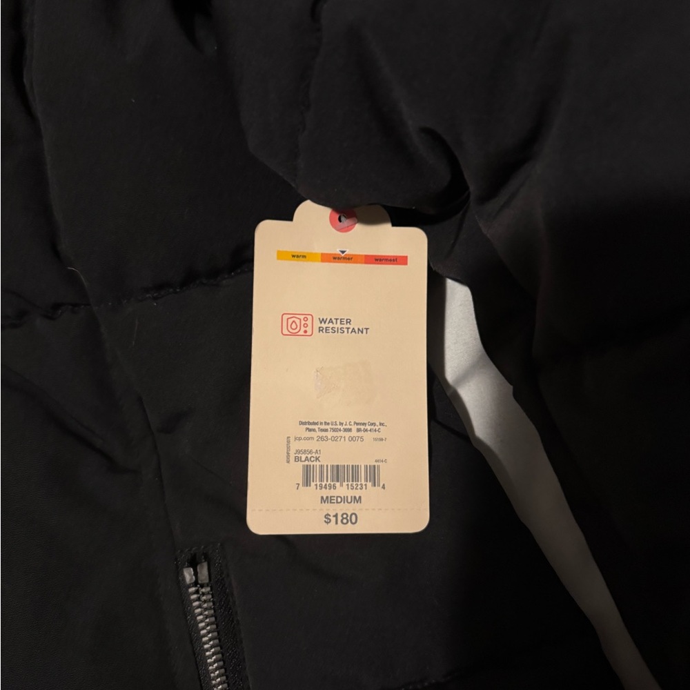 Women’s Puffer Jacket Mid Length Size Medium Black St. John NWT - Picture 2 of 2